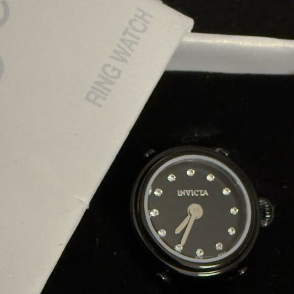 Invicta Angel Women's Ring Watch 17.5mm, Black (44484) $199 MSRP-NEW IN BOX - Picture 4 of 12